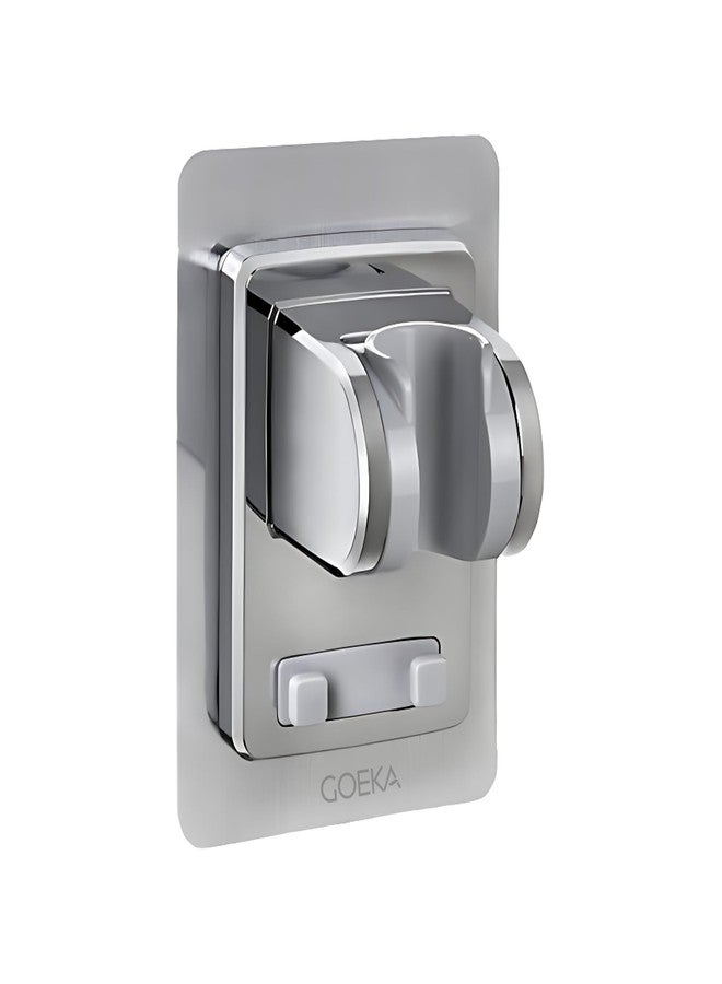 GOEKA Self Adhesive Hand Shower Holder for Bathroom Wall | Durable ABS Body | Adjustable & Waterproof Wall Mount Shower Head Hook | No Drill Mop/Broom Holder for Kitchen & Bathroom (Silver) - Image 1